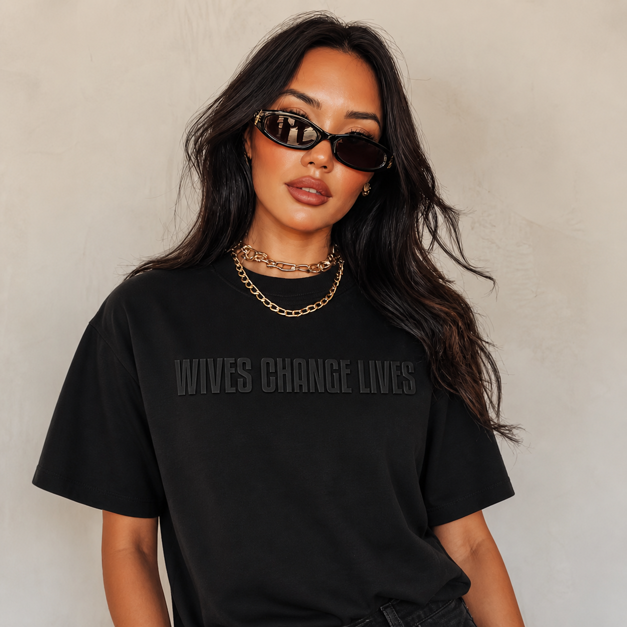 Black-on-Black Puff Print Tee