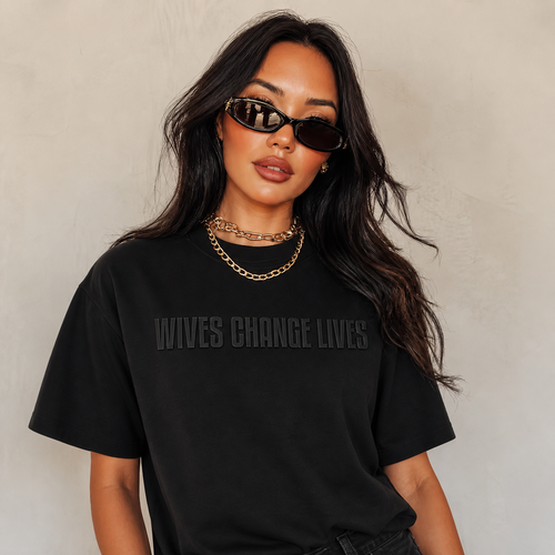 Black-on-Black Puff Print Tee