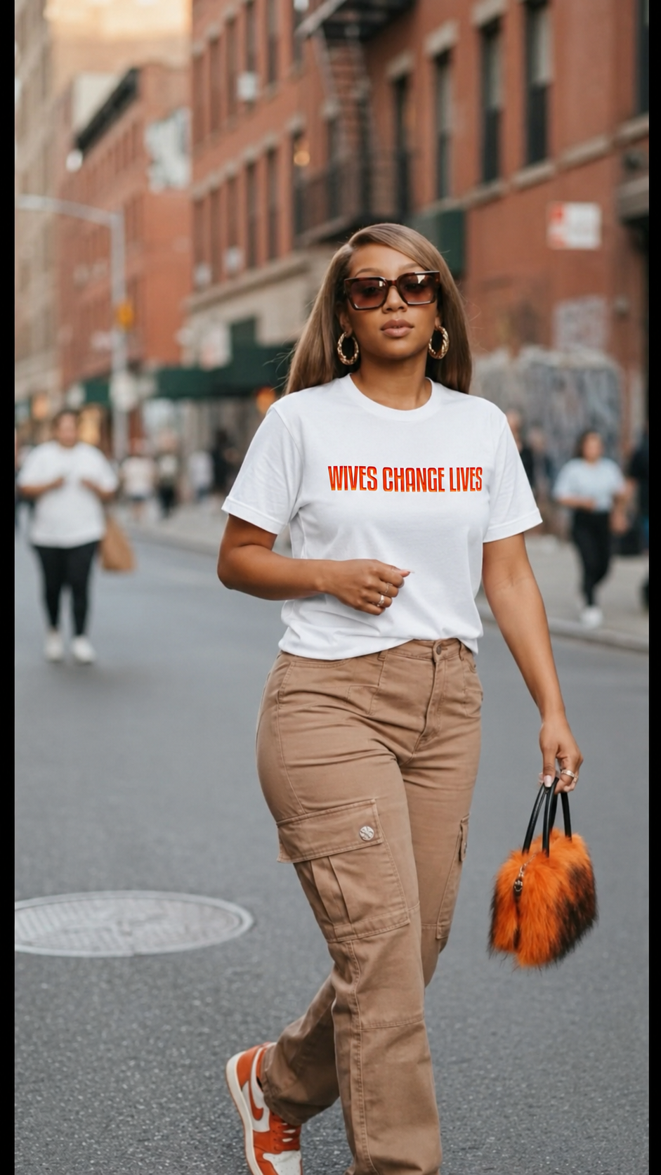 White and Tangerine Basic Cotton Tee